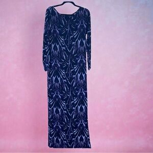 Vertigo Marbelized Dress w high side slit Long Cuff Sleeve Size Medium